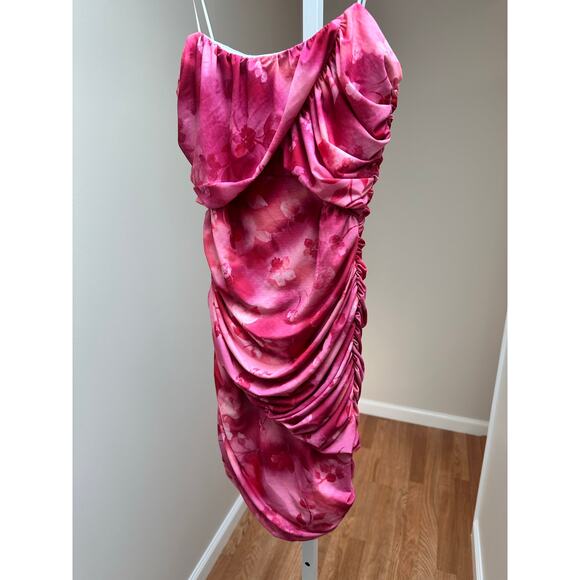 Amanda Uprichard Levi Mini Dress Pink Ruched size Small - Picture 5 of 7